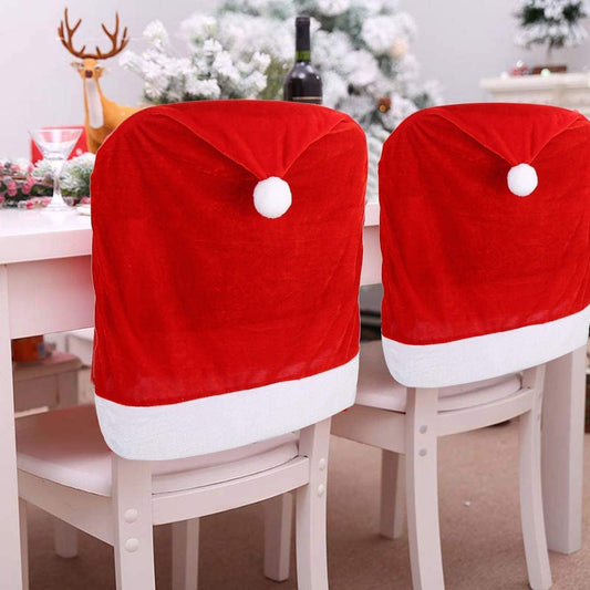 4pc Red Hat Dining Chair Slipcovers,Chair Back Covers Kitchen Chair Covers