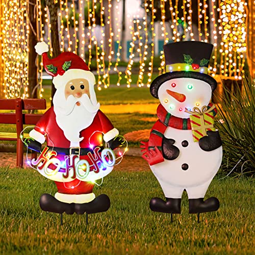 2 Pack Christmas Decorations Yard Metal Stakes