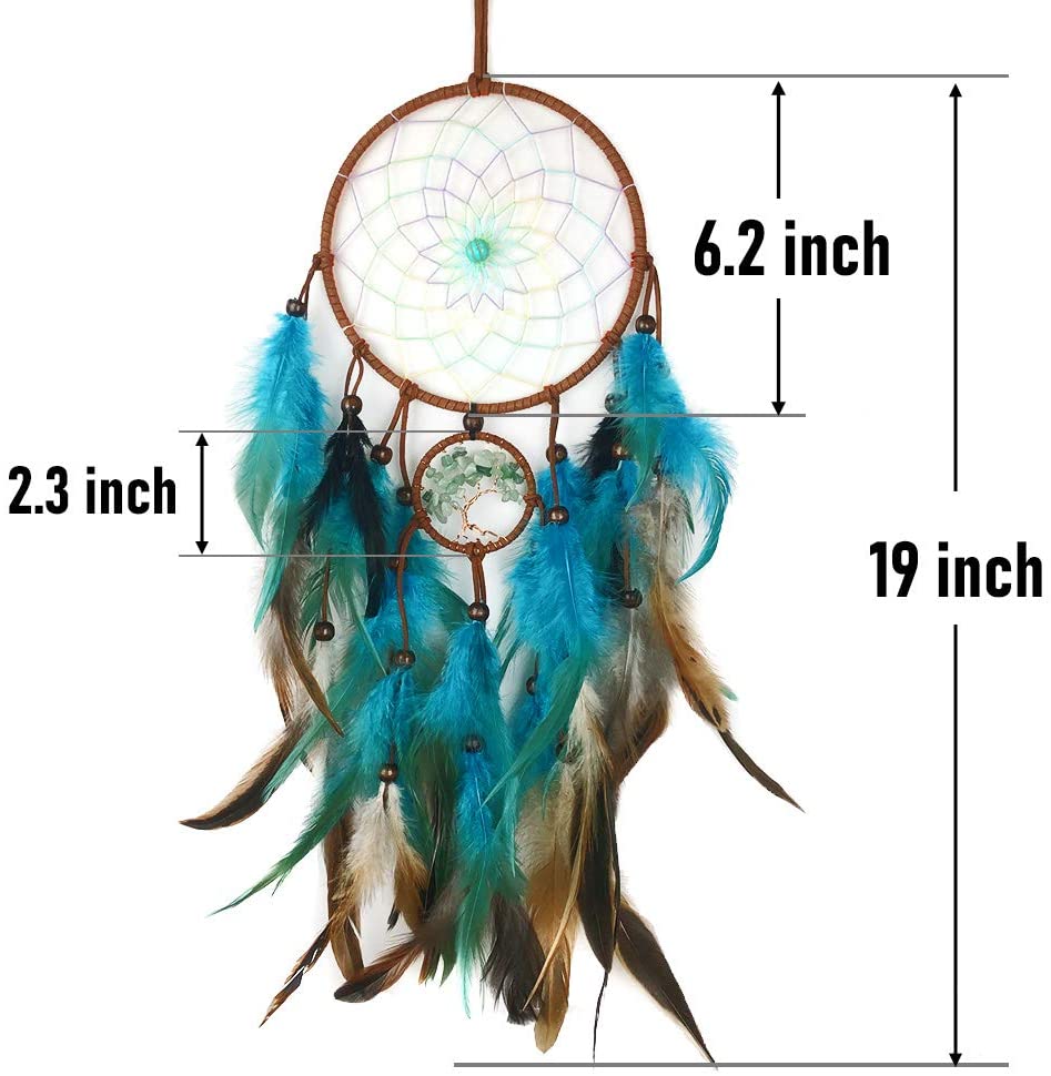 Dream Catcher Mobile LED Fairy Lights Handmade Traditional Circular Net for Wall Hanging Décor