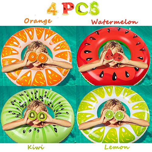 4PCS Fruit Pool Floats for Kids & Adults Beach Outdoor Party Supplies