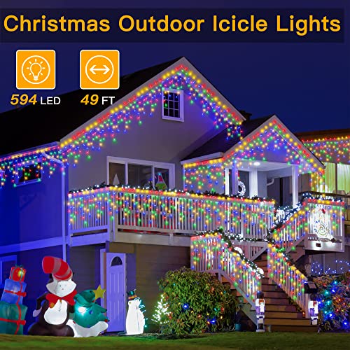 Icicle Lights 594LED 49ft Connectable Christmas Decoration