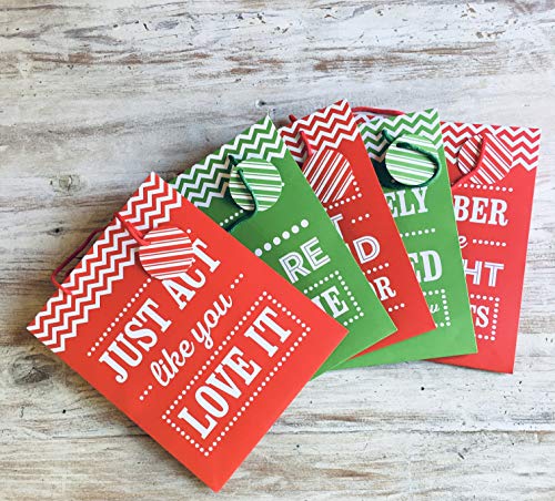 Christmas Large 13" Gift Bags - Pack of 5 - Funny Gift Wrap