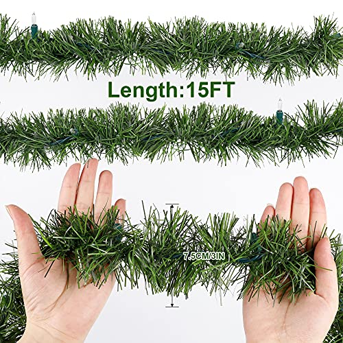 15 FT Pre-lit Christmas Green Garland Decoration