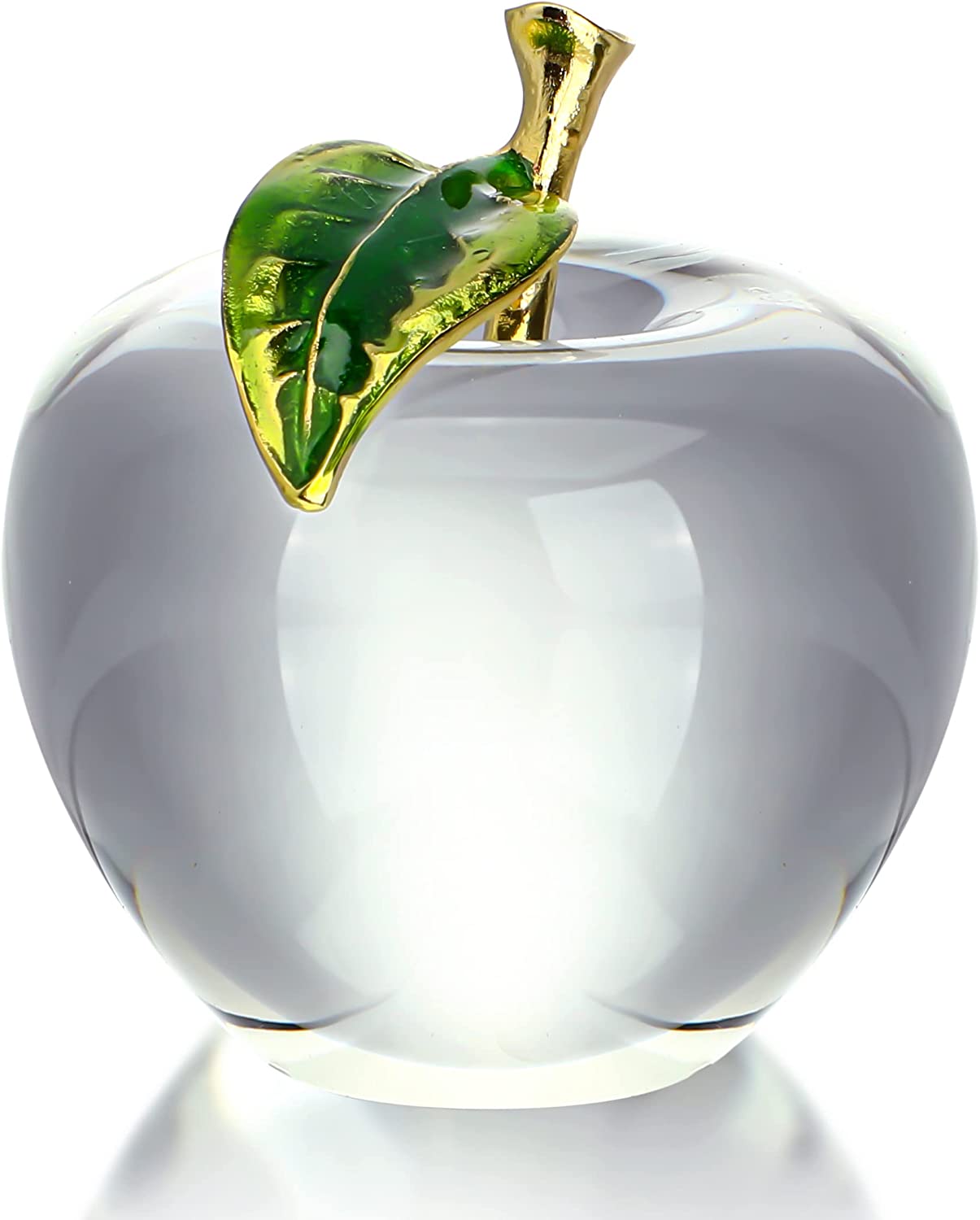 Unique Crystal Apple Figurine Paperweight,Art Glass for Home Decor (Clear)