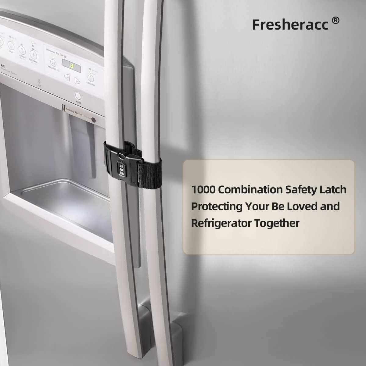 Fridge Freezer Refrigerator Cabinet Lock Latch, (2 Packs) Adjustable French Door Guard for Toddlers Children -No Drill No Screw No Adhesive (2 Packs Black)