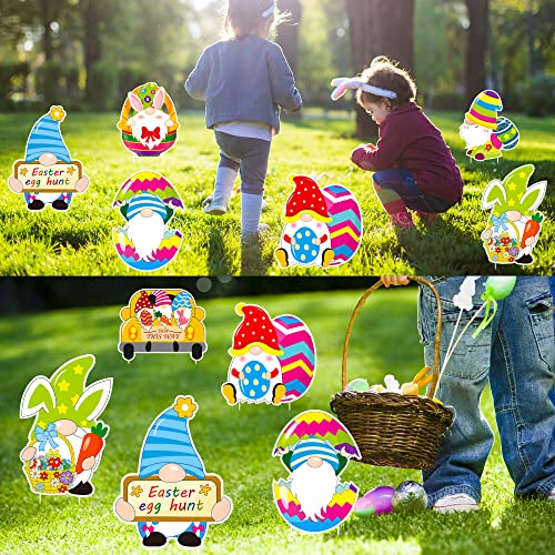 8PCS Easter Decorations Gnomes Yard Signs Stakes