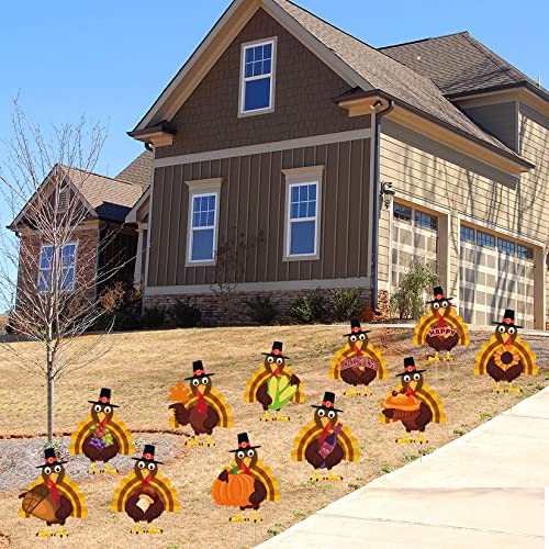 Thanksgiving Yard Decorations -11Pcs Thanksgiving Turkey Yard Signs