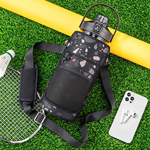 Half Gallon Motivational Water Bottle w/ Sleeve & Strap 64 OZ