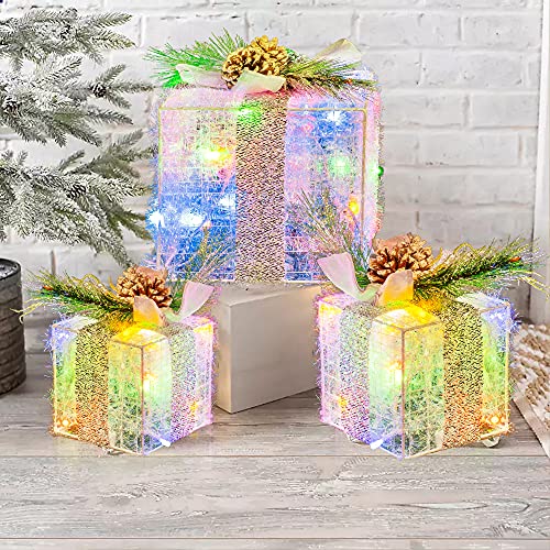 Set of 3 Christmas Lighted Gift Boxes