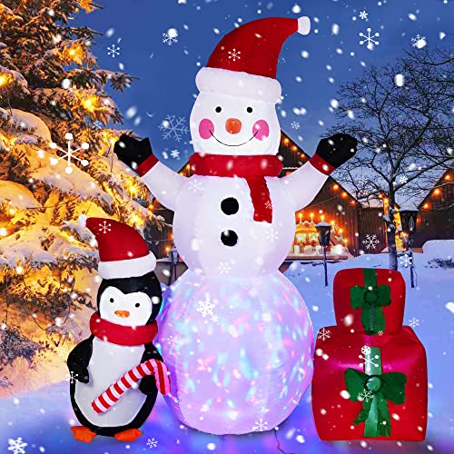 6 FT Christmas Inflatable Snowman and Penguin w/ LEDs