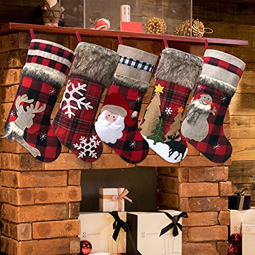 Christmas Stockings Buffalo Red Plaid w/ Soft Faux Fur