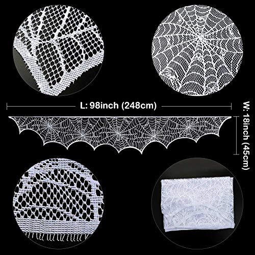 Halloween Decoration  Lace Spiderweb Fireplace Mantle Cover