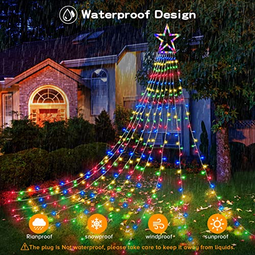 317 LEDs Lights w/ 9 Strands 11.9ft Waterfall Christmas Tree Lights