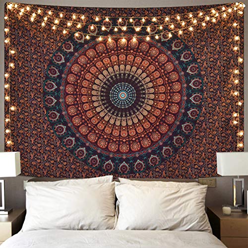 Bohemian Mandala Psychedelic Peacock Boho Tapestry