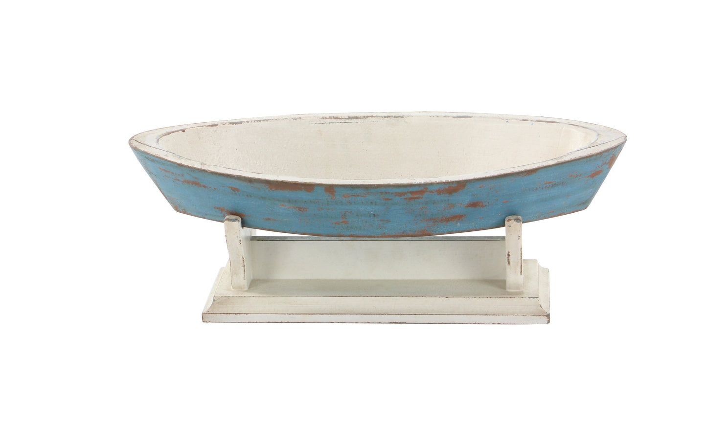 DecMode 22"W, 8"H Wood Coastal Sail Boat Sculpture, Blue