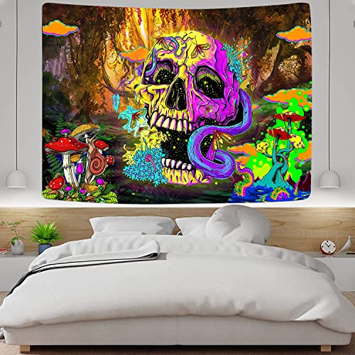 Skull Witchy Tapestry Trippy Mushroom Tapestry Wall Hanging