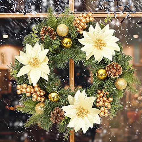 16 Inch Christmas Wreath for Front Door Decoration