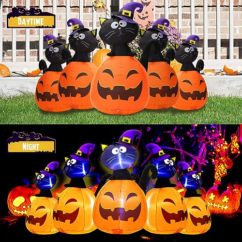 Halloween Inflatable Skull Face Spider Scary Creepy, Blow Up Spider with Built-in LED