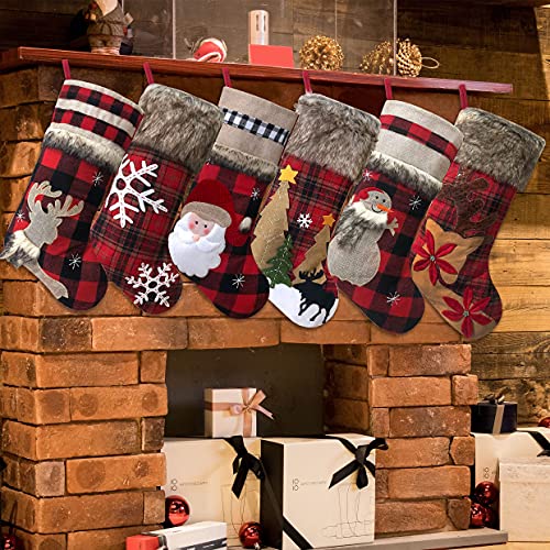 Christmas Stockings Buffalo Red Plaid w/ Soft Faux Fur