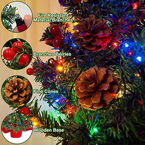 2 Pack 20 Inch Prelit Tabletop Christmas Tree w/ Lights & ornaments