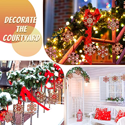 32" Wood 24 Pcs Christmas Snowflake Ornaments