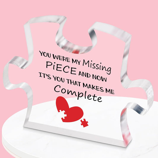 Valentines Day Gifts for Her, Romantic Puzzle-Shaped Plaque, Christmas Birthday Gifts for Her Him Wife Husband Boyfriend Girlfriend (Anniversary)