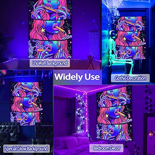 Cool Blacklight Uv Playboy Wall Tapestry for Trippy Bedroom Accessories (Purple, 36"x48")