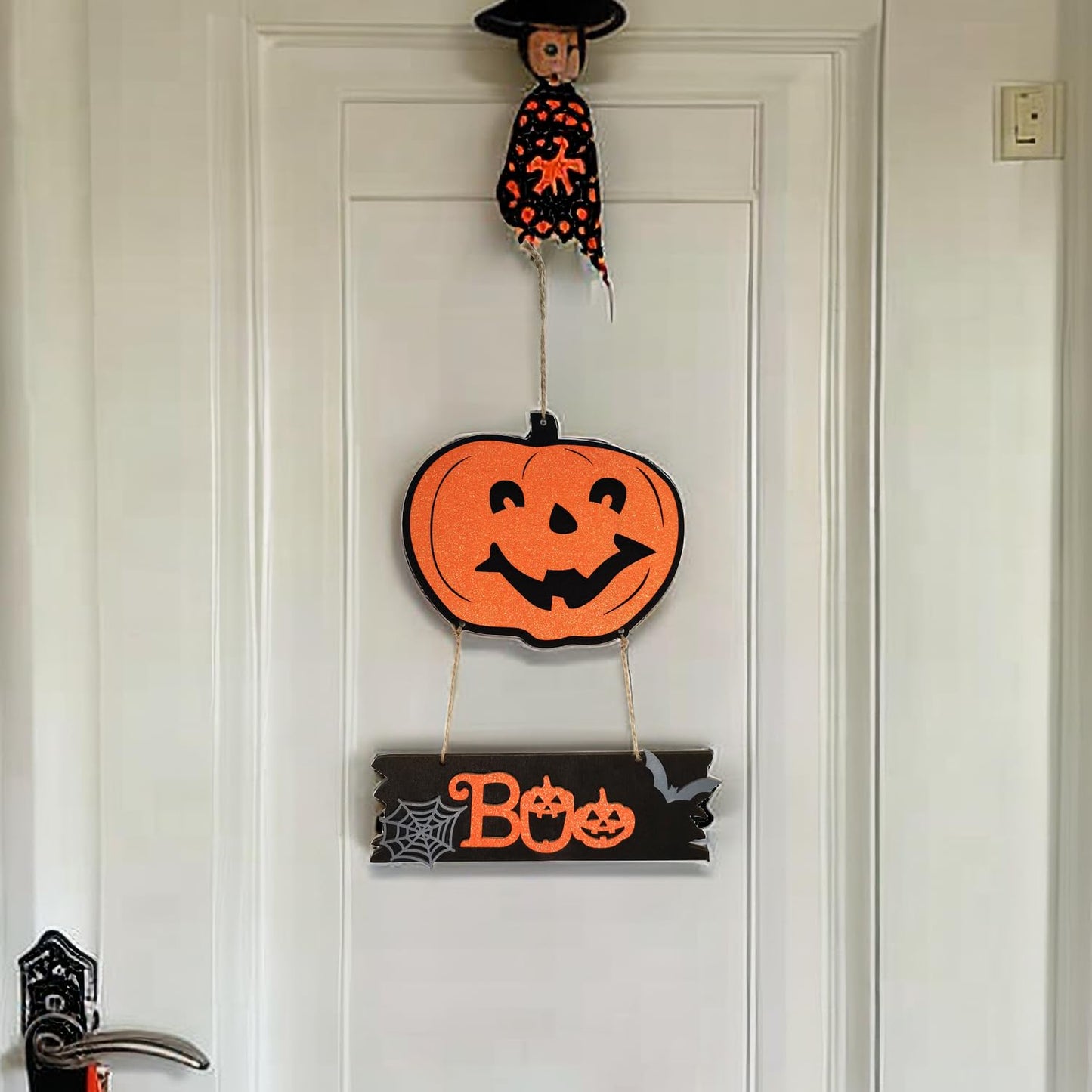 Happy Halloween Pumpkin Hanging Sign -Welcome Sign Halloween Front Door Sign Pumpkin Decoration