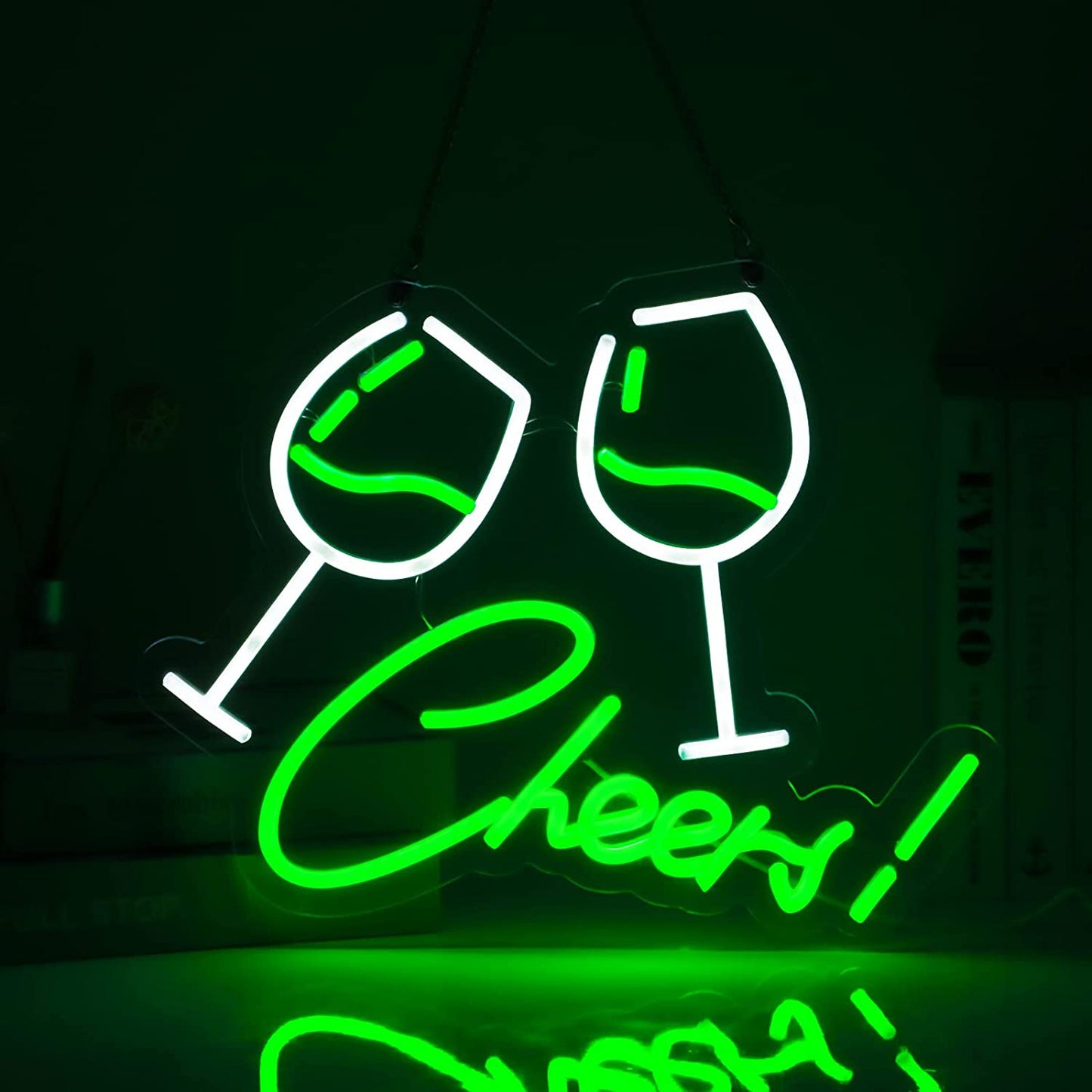 Room Decor Neon Signs, Party LED Dimmable Lights w/ USB Cable, Portable Green 14.8"x11.2"