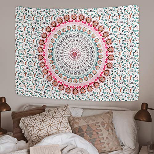 Bohemian Mandala Psychedelic Peacock Boho Tapestry