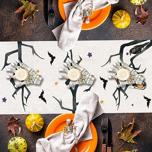 Pumpkins Cat Halloween Table Runner Trick Or Treat Kitchen Dining Table Decoration for Outdoor