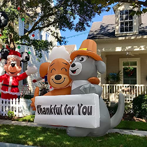 4.3FT  Dog Couple w/ Built-in LEDs Thanksgiving Decoration