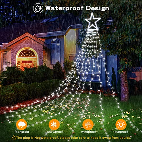 317 LEDs Lights w/ 9 Strands 11.9ft Waterfall Christmas Tree Lights