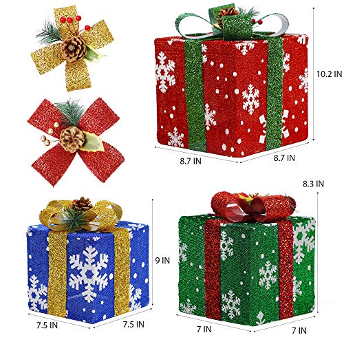 Set of 3 Lighted Gift Boxes Christmas Decorations