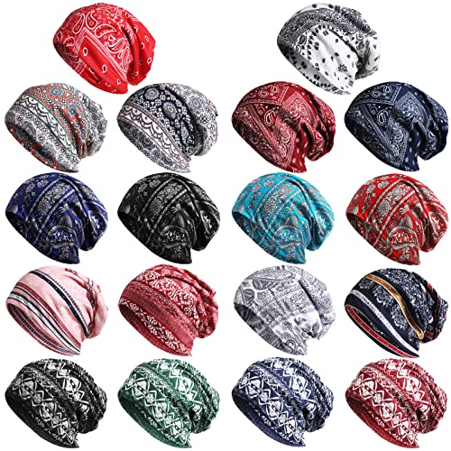 18 Pieces Thin Knit Slouchy Cap Beanie for Men/Women