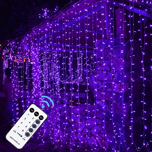 304 LED Curtain String Lights, 9.8 x 9.8 ft, 8 Modes Plug in w/ Remote