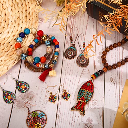 Beautiful 6 Pcs Boho Jewelry Set Vintage Dangle Earrings Beaded Bracelets Animal Tribe Beads Necklace for Women