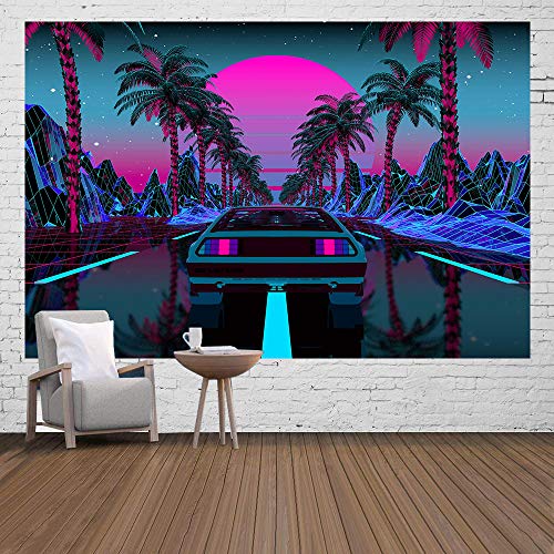 Urban Street Scene -Cars Palm Trees Sunset Tapestry