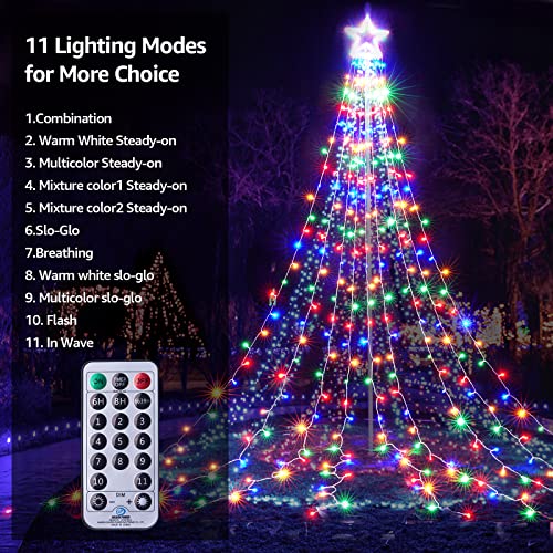 317 LEDs Lights w/ 9 Strands 11.9ft Waterfall Christmas Tree Lights