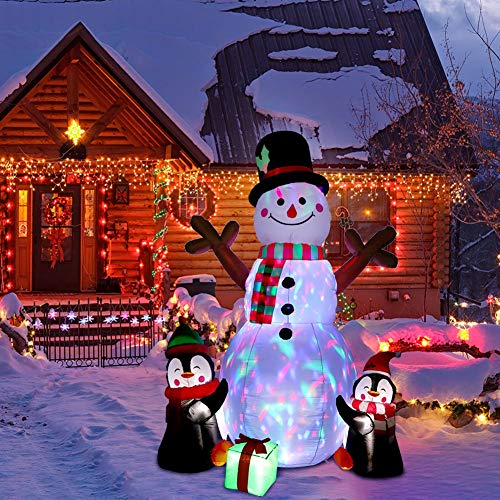 6ft Christmas Inflatables Snowman & Penguin w/ LEDs