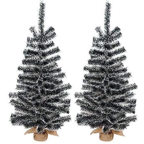 Set of 2 30" Mini Christmas Tree w/ Wooden Boxes