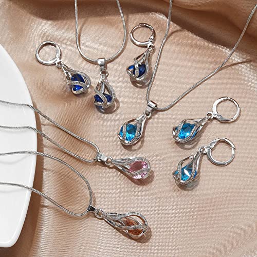 Silver Jewelry Sets for women  Crystal Bridal Accessories Necklace Earrings