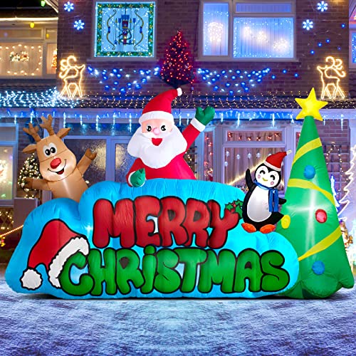 9 FT Merry Christmas Inflatables Decorations w/ LED Lights