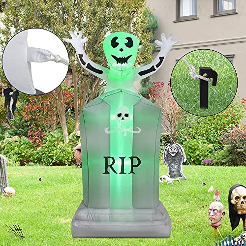 6FT Halloween Inflatables Tombstone w/ Ghost w/ LED