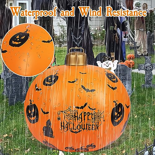 Halloween Inflatable Ball Pumpkin Ball with Remote and Built-in Battery Powered Color Changing LED Light