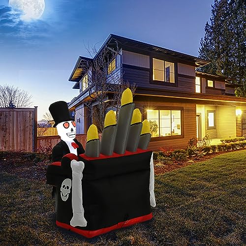 Halloween Inflatable Skull Face Spider Scary Creepy, Blow Up Spider with Built-in LED