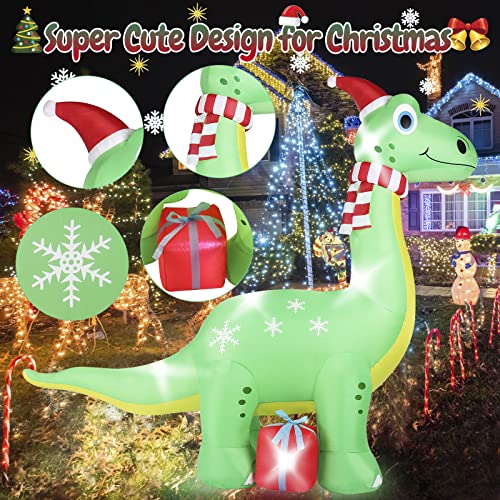 6FT Brachiosaurus Dinosaur Christmas Inflatables Decoration w/ LED