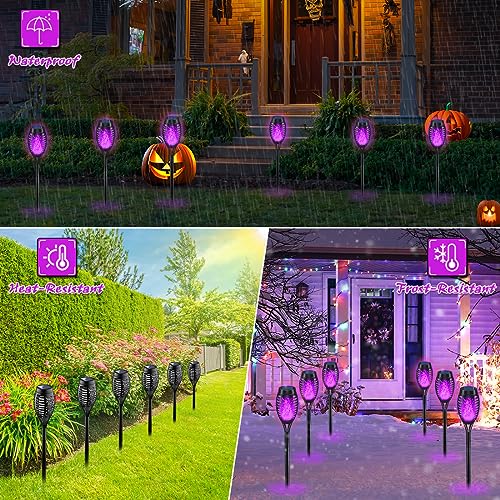 Halloween Decorations Lights Outdoor for Halloween Decor,  Flickering Flame Solar Torch Lights, Solar Lights for Yard
