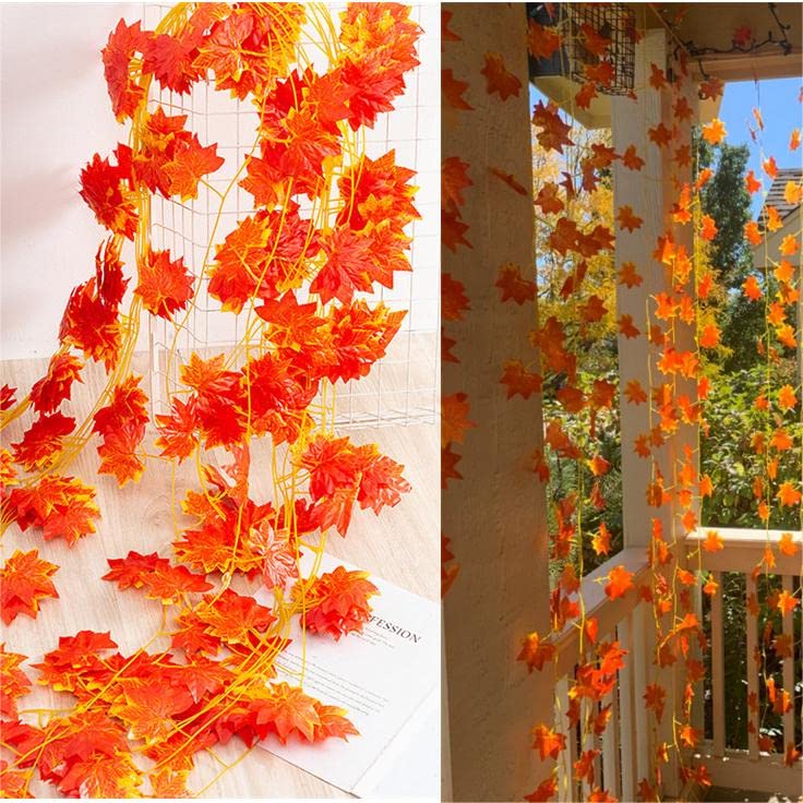 all Leaf Garland Artificial Maple Leaves Garland Silk Autumn Hanging Vines Red Ivy Garland for Thanksgiving Home