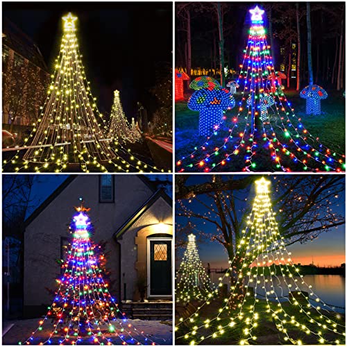 317 LEDs Lights w/ 9 Strands 11.9ft Waterfall Christmas Tree Lights